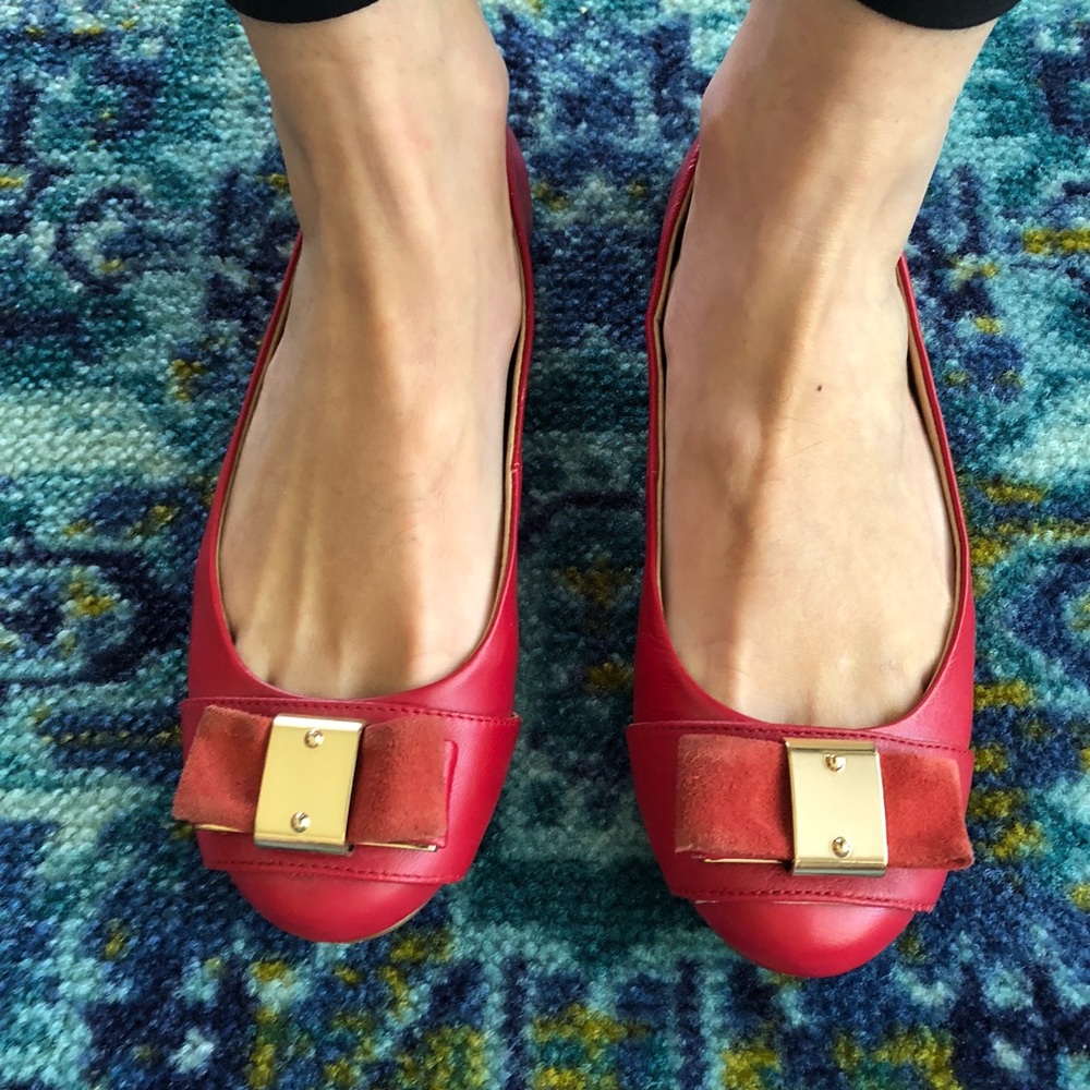 Red flats with bow